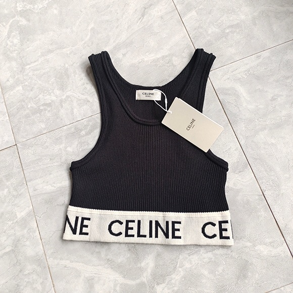 Celine Tops - Celine Monochrome Logo Tank Top
